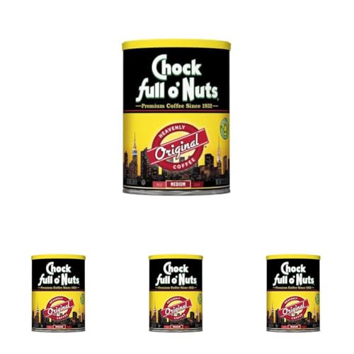 Chock Full o' Nuts New York Roast Ground Coffee – Premium Beans in Recyclable Steel Can – Rich Flavor & Aroma, Dark Roast – Perfect for Drip, Pour-Over, Percolator – 30.5 Oz Can