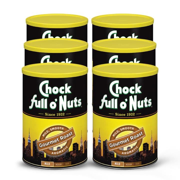 Chock Full o' Nuts New York Roast Ground Coffee – Premium Beans in Recyclable Steel Can – Rich Flavor & Aroma, Dark Roast – Perfect for Drip, Pour-Over, Percolator – 30.5 Oz Can