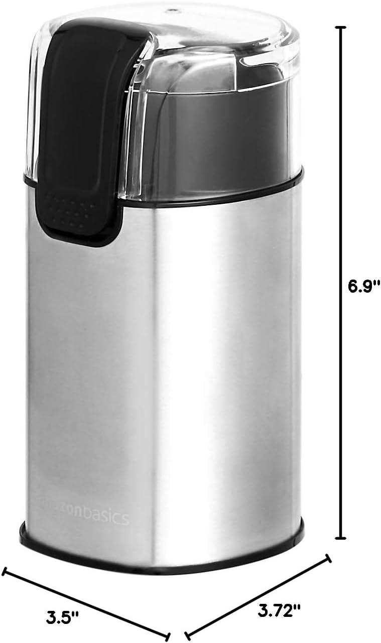 Amazon Basics Electric Coffee Grinder, Coffee Bean and Spice Grinder, With Heavy-Duty Stainless Steel Grind Blades