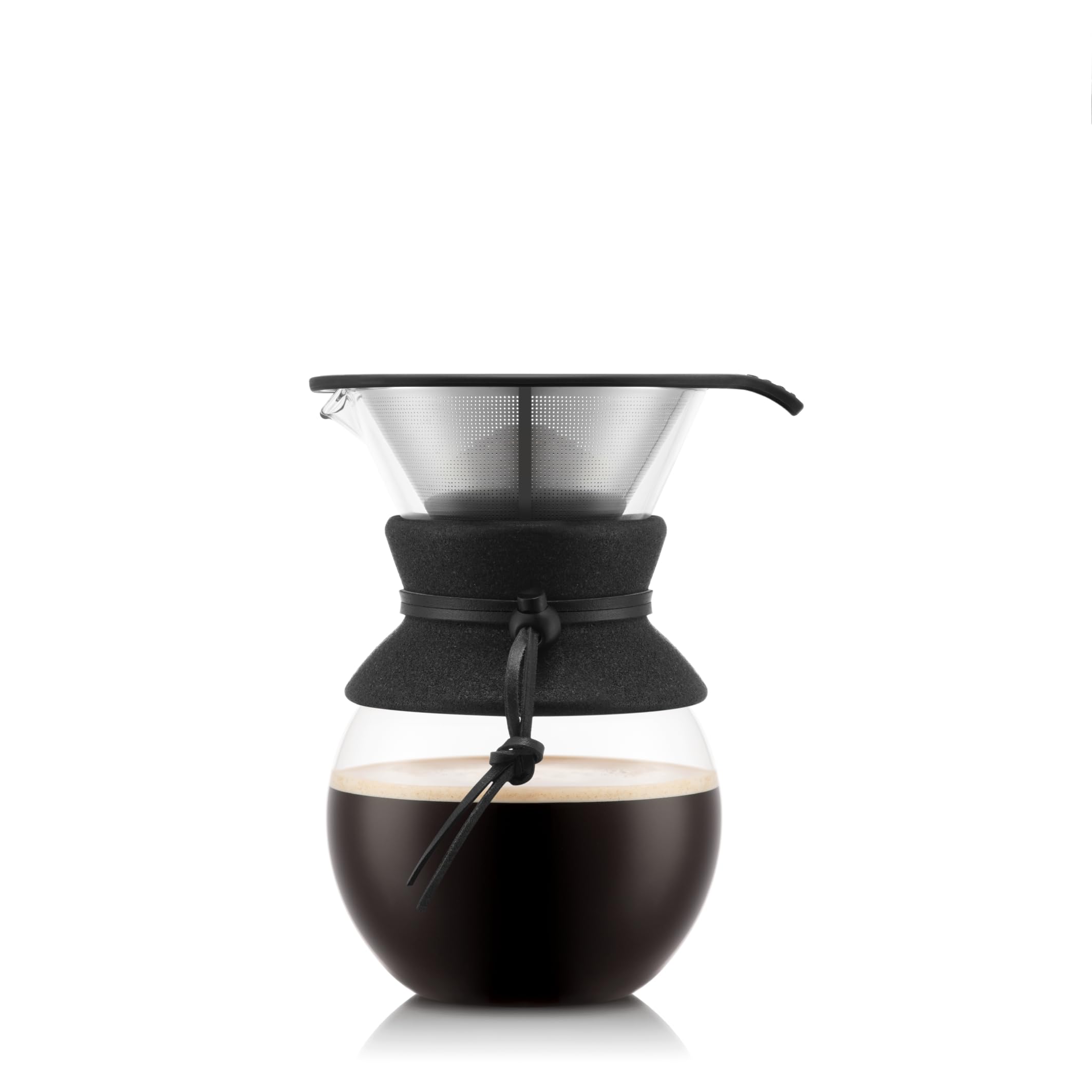 Bodum 34oz Pour Over Coffee Maker, High-Heat Borosilicate Glass with Reusable Stainless Steel Filter and Cork Grip - Made in Portugal