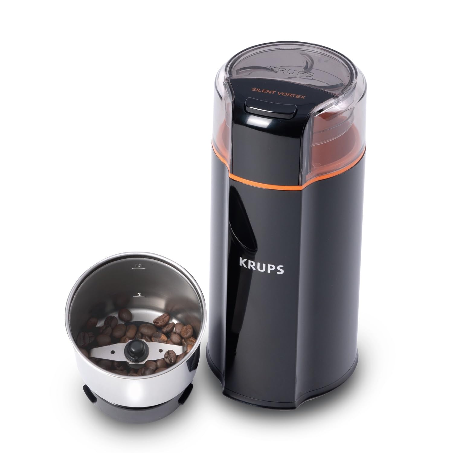 KRUPS Precision Electric Coffee Grinders, 3 oz Capacity, 200W Motor, Stainless Steel Blades for Uniform Grinding of Beans, Herb and Nuts, Coffee and Spice Grinder Electric, (Black)