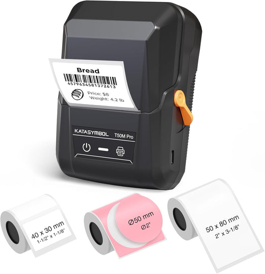 SUPVAN T50M Pro Bluetooth Label Maker Machine with 3 Tapes, Wide Waterproof Label, Versatile App with 40 Fonts and 650+ Icons, Inkless Labeler for Home, Kitchen, School, Office Organization, Black