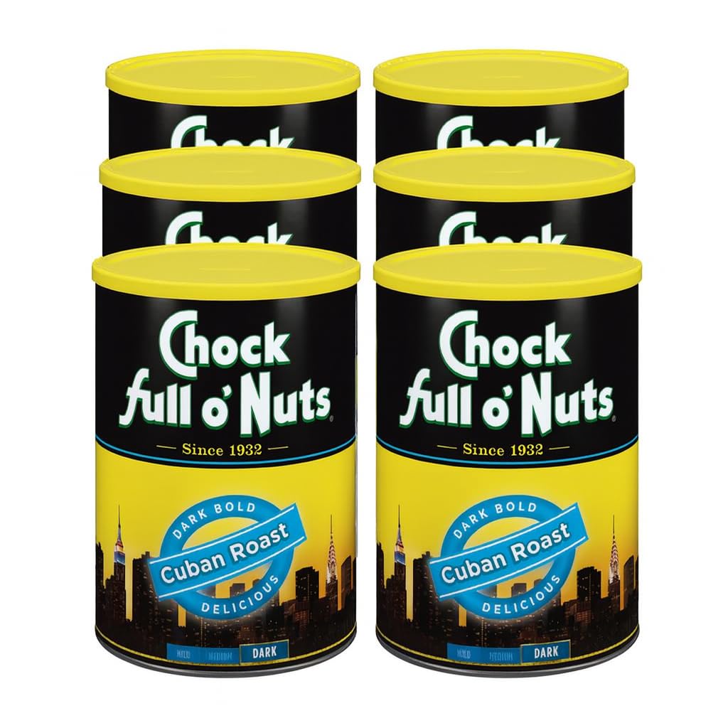 Chock Full o' Nuts New York Roast Ground Coffee – Premium Beans in Recyclable Steel Can – Rich Flavor & Aroma, Dark Roast – Perfect for Drip, Pour-Over, Percolator – 30.5 Oz Can