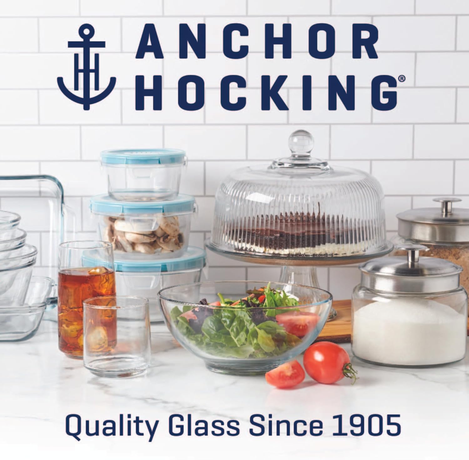 Anchor Hocking Heritage Hill 1 Gallon Glass Jar with Lid, Set of 2