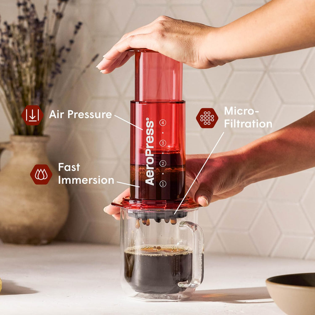 AeroPress Original Coffee Press - All-in-One French Press, Pour-Over & Espresso Style Manual Brewer, 2 Min Brew for Less Bitterness, More Flavor, Small Portable Coffee Maker, Travel & Camping