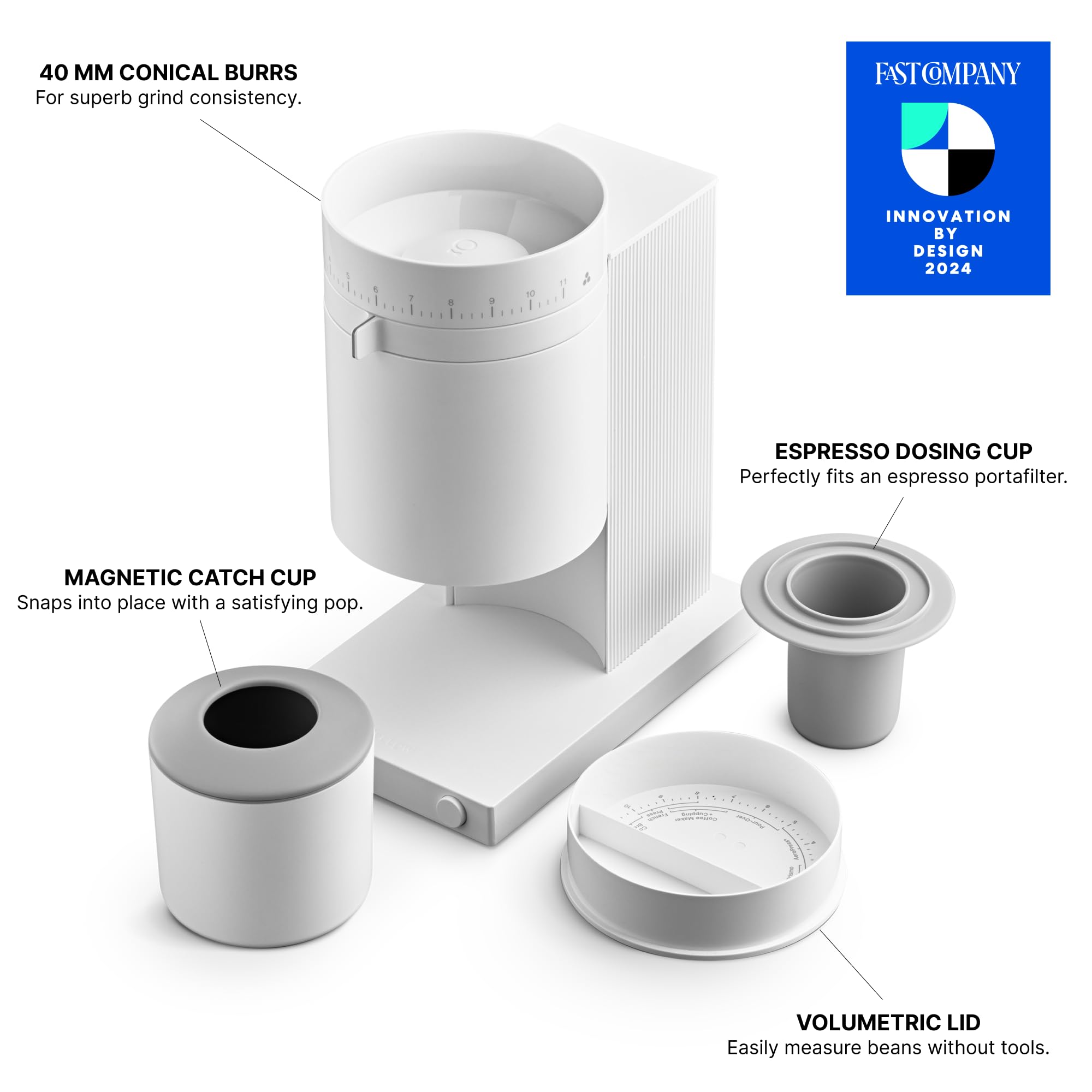 Fellow Opus Conical Burr Coffee Grinder - All Purpose Electric - Espresso Grinder with 41 Settings for Drip, French Press, & Cold Brew - Matte Black