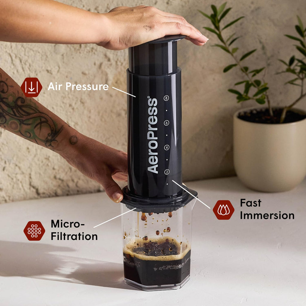 AeroPress Original Coffee Press - All-in-One French Press, Pour-Over & Espresso Style Manual Brewer, 2 Min Brew for Less Bitterness, More Flavor, Small Portable Coffee Maker, Travel & Camping