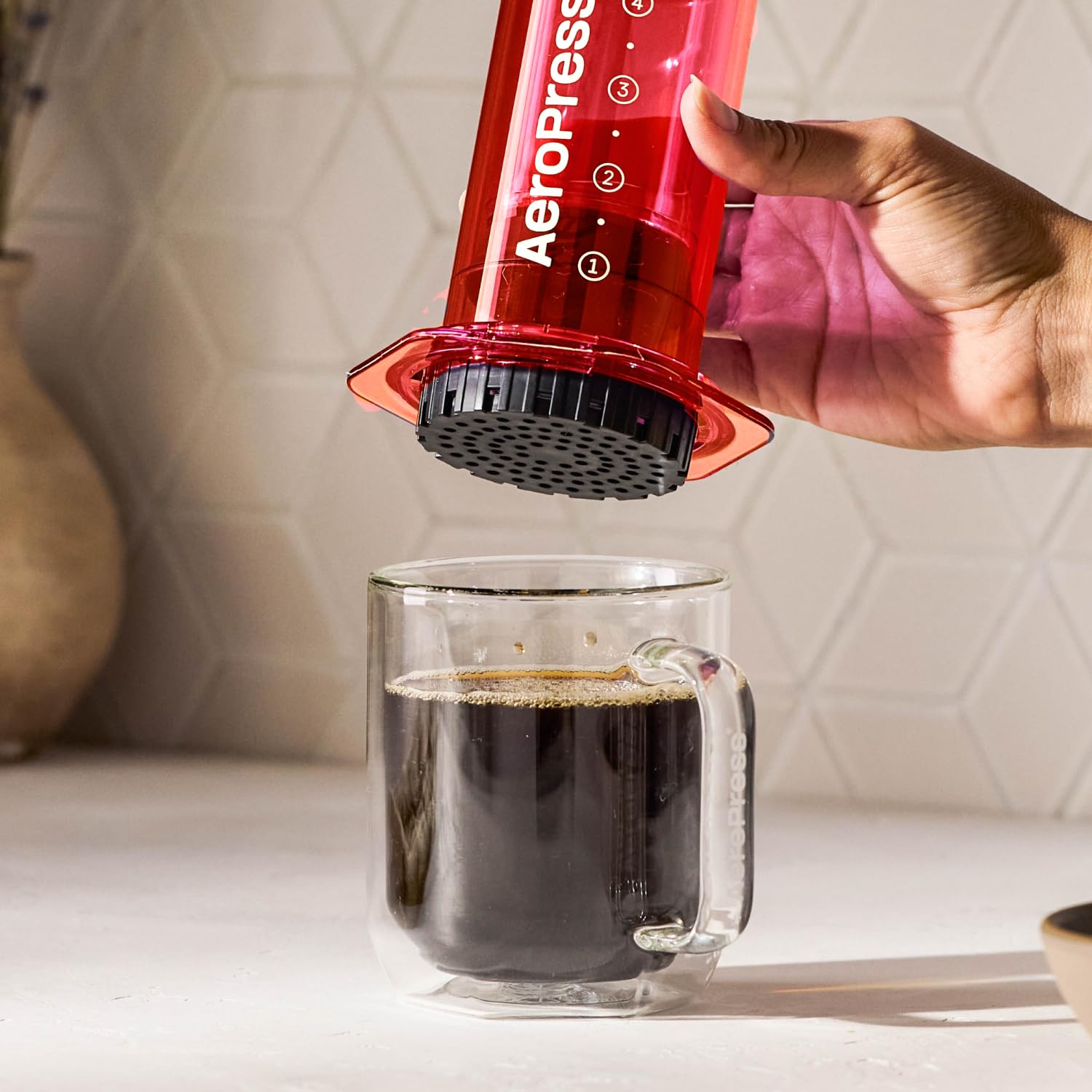 AeroPress Original Coffee Press - All-in-One French Press, Pour-Over & Espresso Style Manual Brewer, 2 Min Brew for Less Bitterness, More Flavor, Small Portable Coffee Maker, Travel & Camping