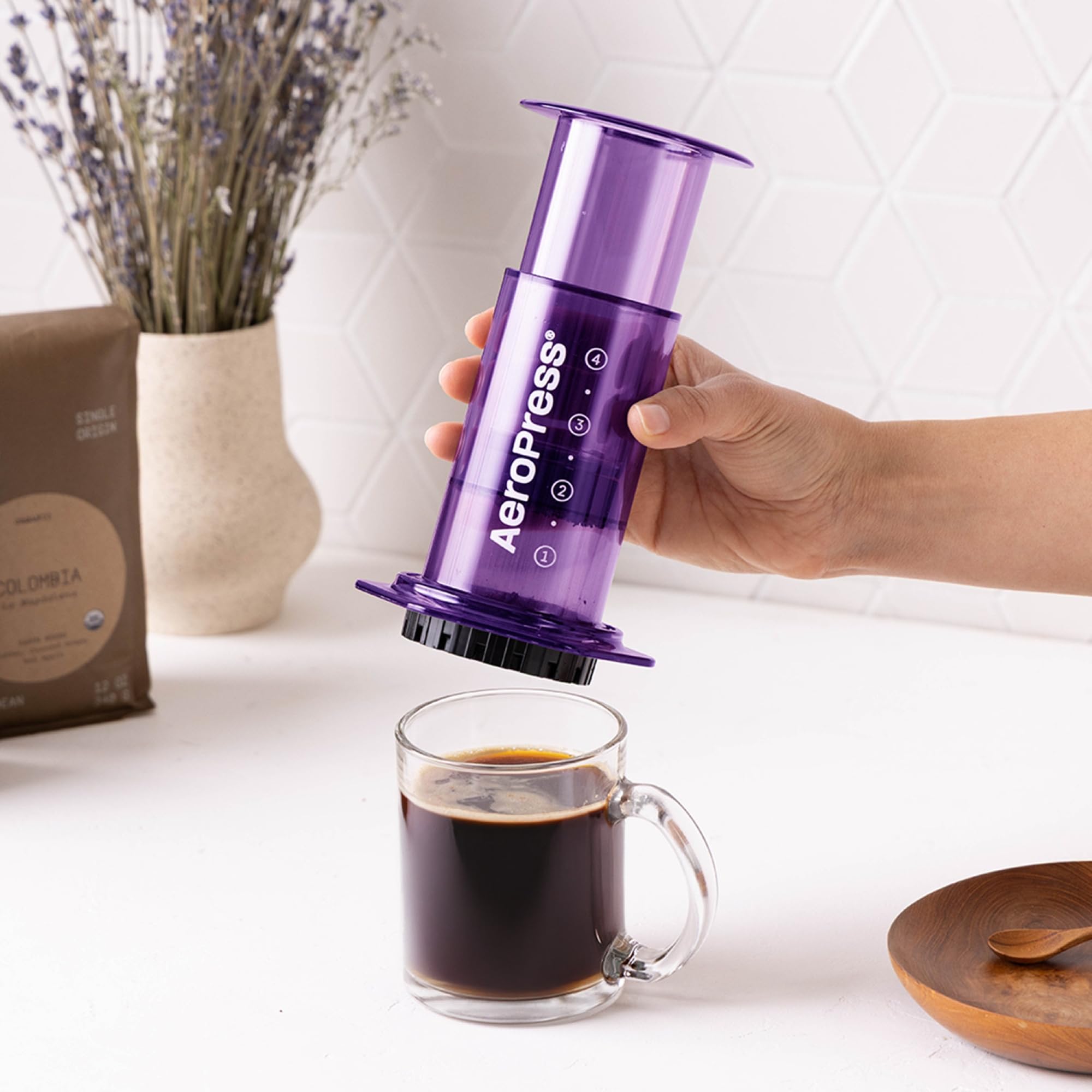 AeroPress Original Coffee Press - All-in-One French Press, Pour-Over & Espresso Style Manual Brewer, 2 Min Brew for Less Bitterness, More Flavor, Small Portable Coffee Maker, Travel & Camping