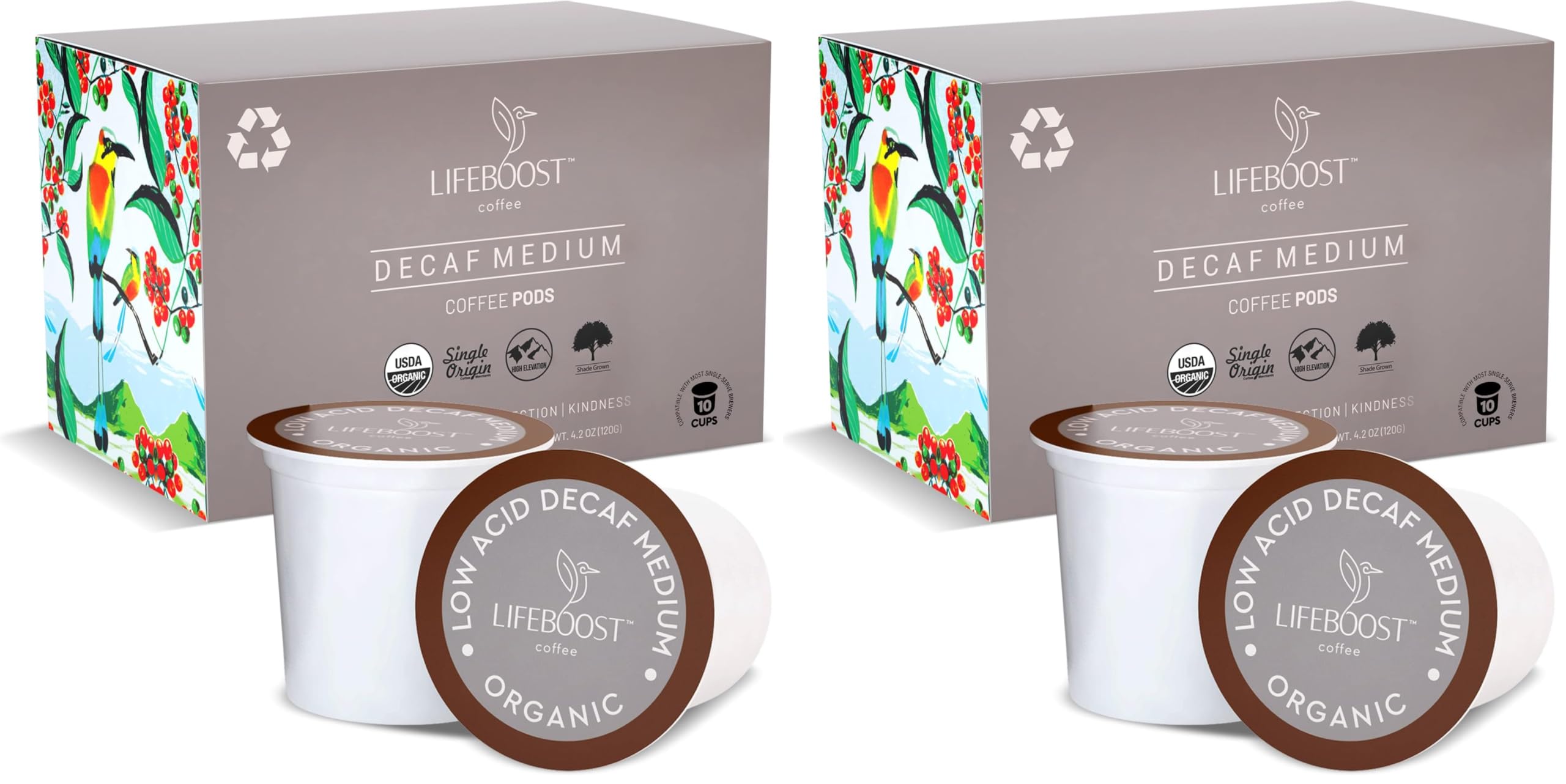 Lifeboost Medium Roast Low Acid Coffee K Cups - Single Origin Mold Free Non-GMO Organic Coffee Pods - Compatible with Keurig & Keurig 2 Machines - 10 Count