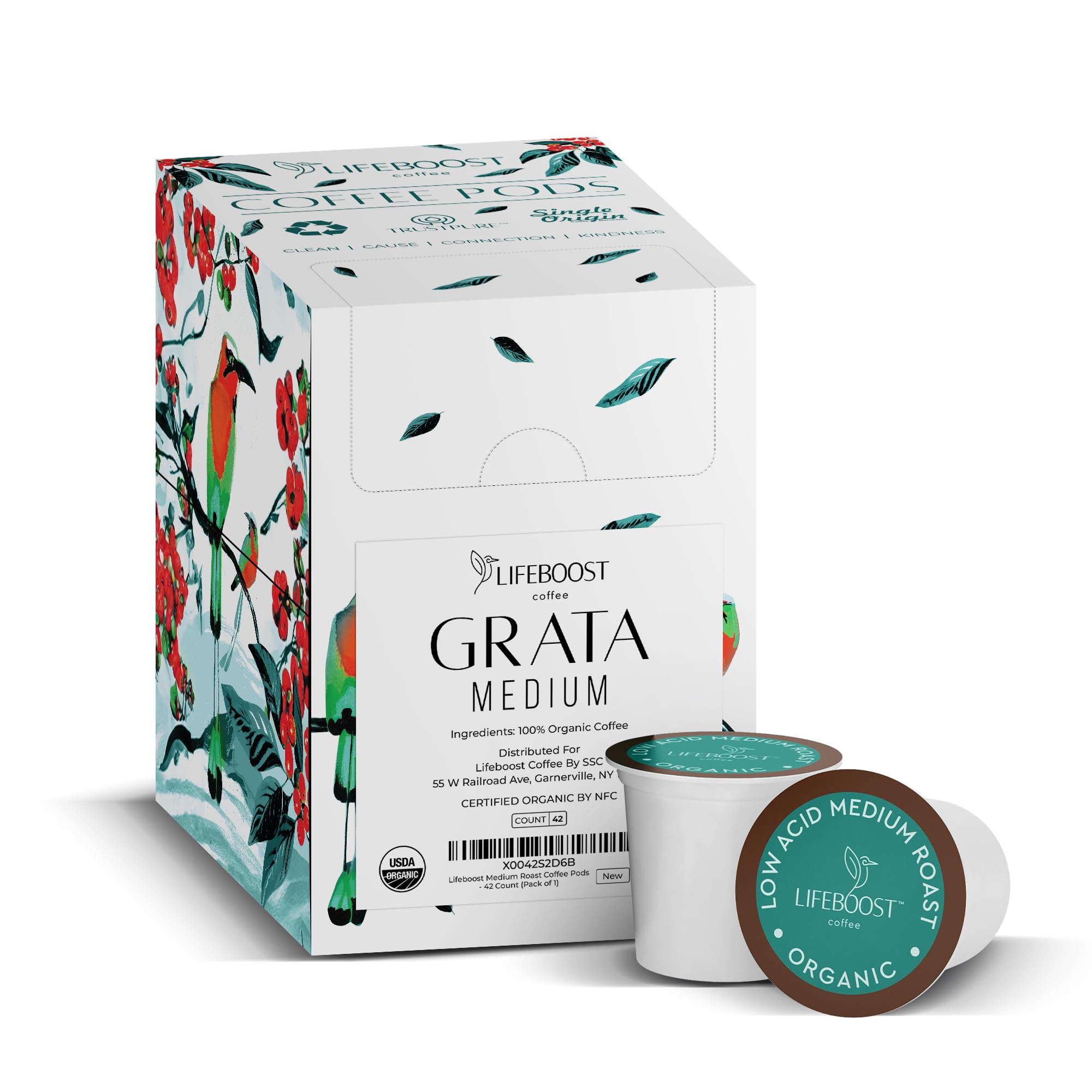 Lifeboost Medium Roast Low Acid Coffee K Cups - Single Origin Mold Free Non-GMO Organic Coffee Pods - Compatible with Keurig & Keurig 2 Machines - 10 Count