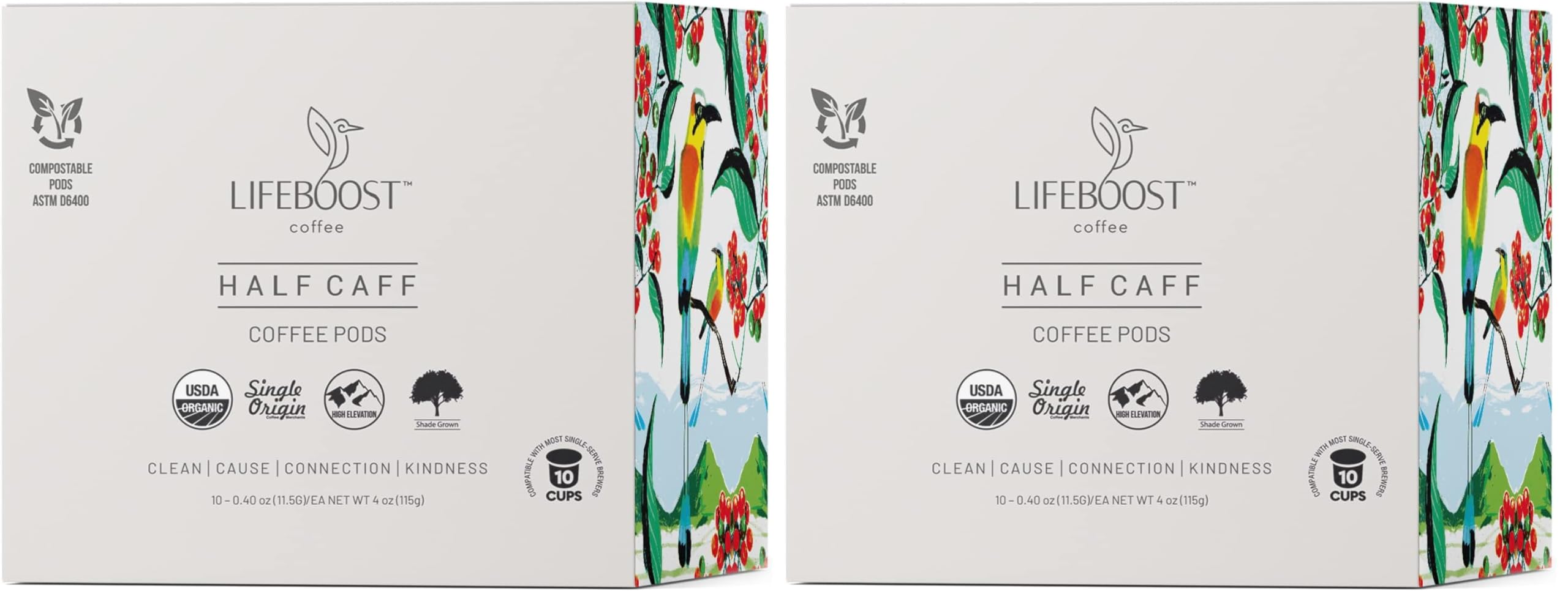 Lifeboost Medium Roast Low Acid Coffee K Cups - Single Origin Mold Free Non-GMO Organic Coffee Pods - Compatible with Keurig & Keurig 2 Machines - 10 Count