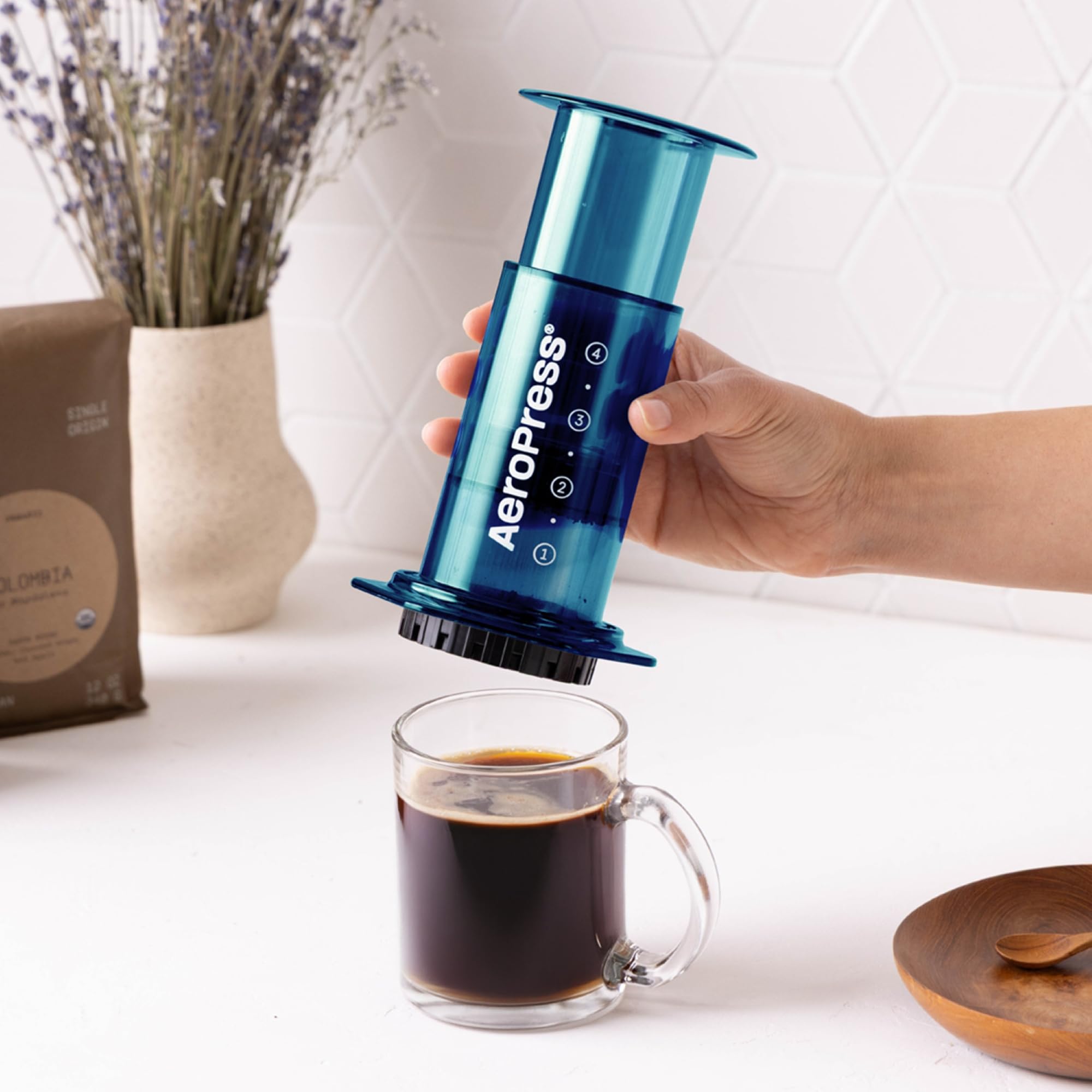 AeroPress Original Coffee Press - All-in-One French Press, Pour-Over & Espresso Style Manual Brewer, 2 Min Brew for Less Bitterness, More Flavor, Small Portable Coffee Maker, Travel & Camping