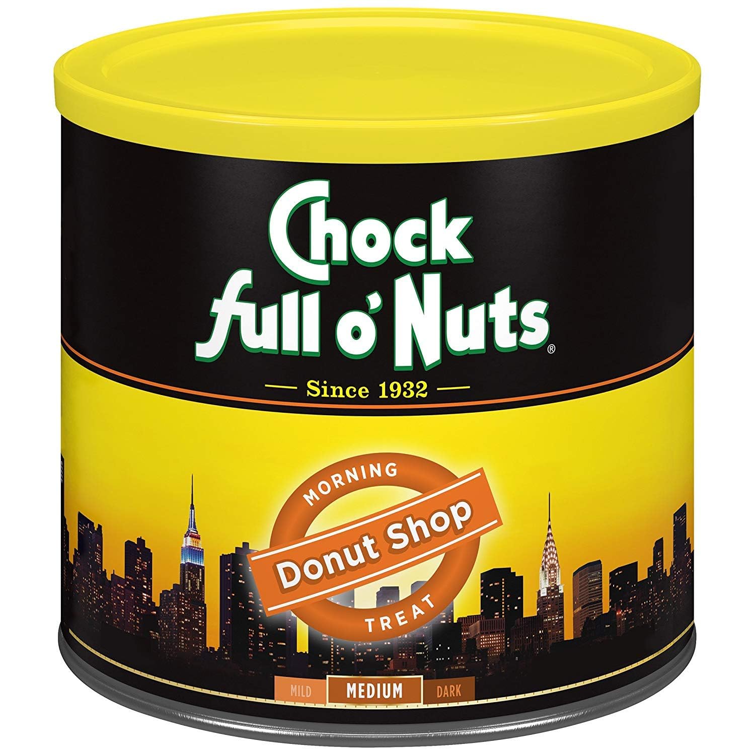 Chock Full o' Nuts New York Roast Ground Coffee – Premium Beans in Recyclable Steel Can – Rich Flavor & Aroma, Dark Roast – Perfect for Drip, Pour-Over, Percolator – 30.5 Oz Can